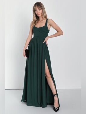 Lulus Sensational Moment Emerald Green Pleated Maxi Dress Size 2X